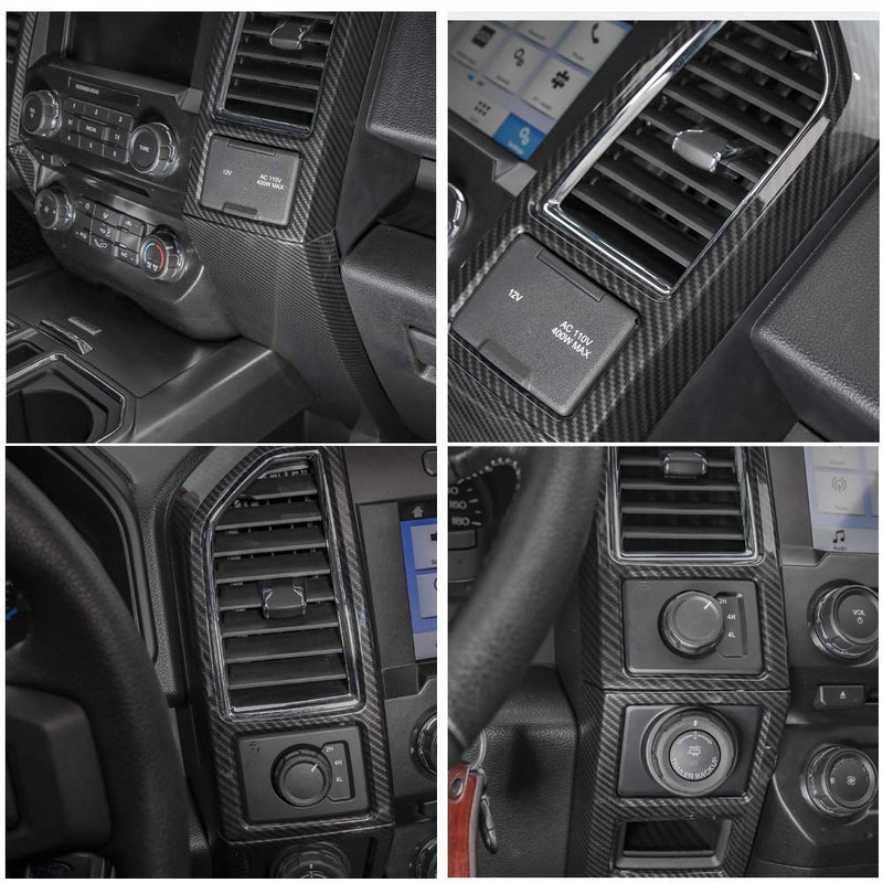 Keptrim for F150 ABS Carbon Fiber Central Console Air Conditioner Panel Trim for 2015 2016 2017 2018 2019 2020 Ford F150, 5pcs - Image 2